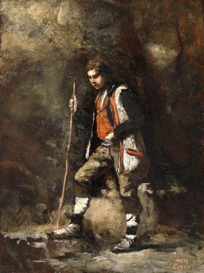 Jonge Italiaanse Jongen op de Berg, c.1845-55 door Jean Baptiste Camille Corot