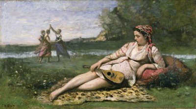 Jonge Vrouwen van Sparta (of Zigeuner Liggend) door Jean Baptiste Camille Corot