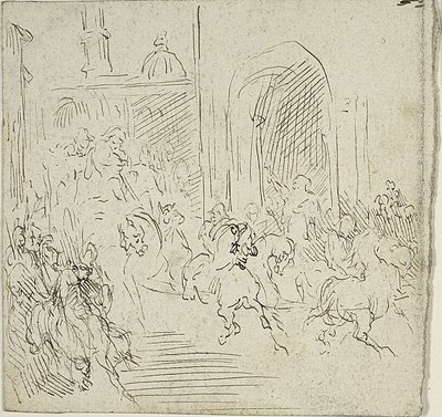 Paardrijden in een stad door Jean Baptiste Carpeaux