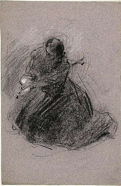 Franciscus (recto); Twee figuren (verso) door Jean Baptiste Carpeaux