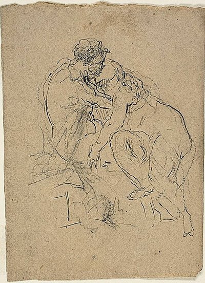 Zittend paar omhelst door Jean Baptiste Carpeaux
