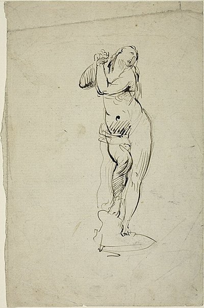 Staande vrouw met vastgeklemde handen door Jean Baptiste Carpeaux