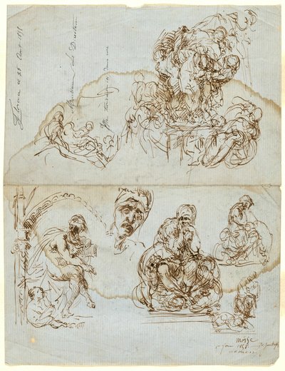 Onvoltooide brief met studies voor de Ugolino Groep door Jean Baptiste Carpeaux