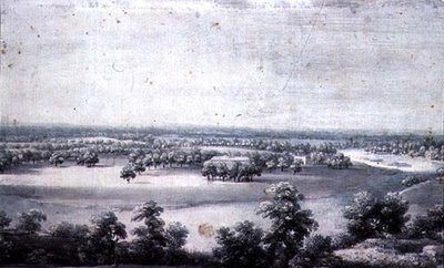 Een uitzicht vanuit het zomerhuis door Jean Baptiste Claude Chatelain