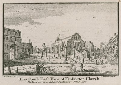 Het zuidoostelijke uitzicht van Kensington Church door Jean Baptiste Claude Chatelain