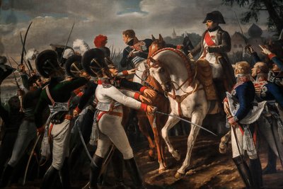 Bonaparte toespreekt het Beierse en Württembergse leger in Abensberg door Jean Baptiste Debret