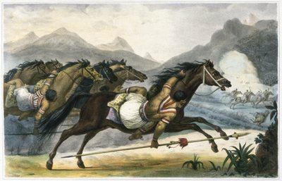 Aanval van Cuangurus Indianen door Jean Baptiste Debret