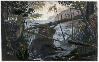 Indianen steken de Parahiba-rivier over door Jean Baptiste Debret