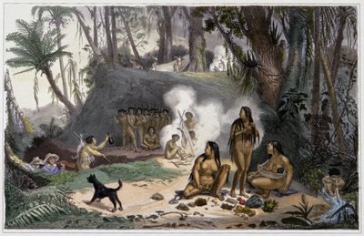 Indianen in Brazilië door Jean Baptiste Debret