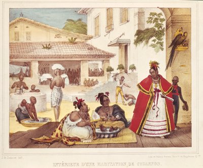 Interieur van een zigeunerhuis, Brazilië door Jean Baptiste Debret
