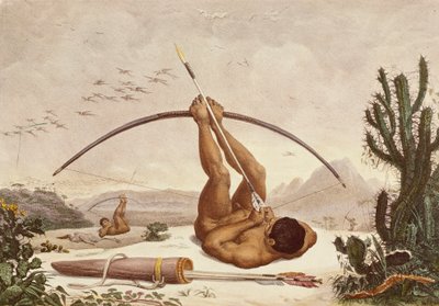 Inheemse Boogschutters, Illustratie uit de Reizen in het Binnenland van Brazilië door Jean Baptiste Debret