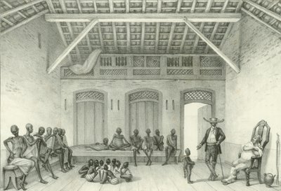 Winkel voor de verkoop van slaven, 1835 door Jean Baptiste Debret