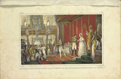 Het huwelijk van Amélie van Leuchtenberg en keizer Pedro I van Brazilië door Jean Baptiste Debret
