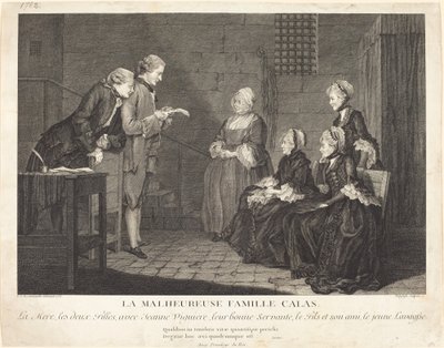De ongelukkige familie Calas door Jean Baptiste Delafosse, after Louis de Carrogis, called Carmontelle