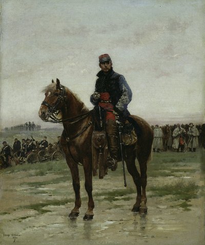 Een bereden officier door Jean Baptiste Edouard Detaille