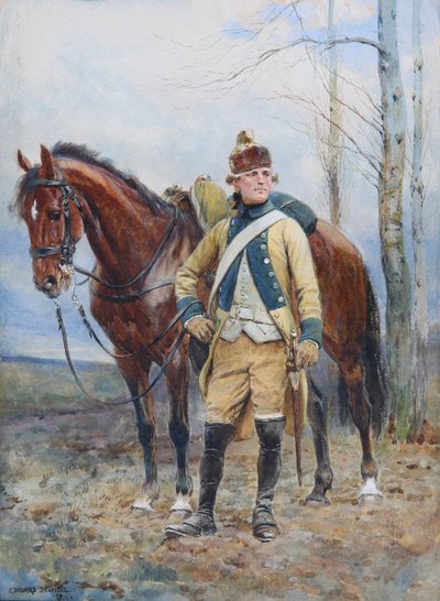 Dragonder van het Legioen van Vlaanderen in 1763-1766 door Jean Baptiste Edouard Detaille