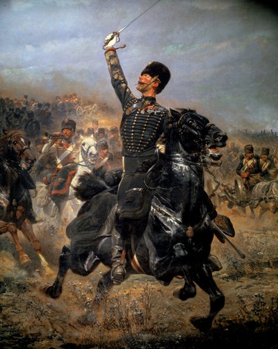 In batterij, cavaleriecharge (1870) door Jean Baptiste Edouard Detaille