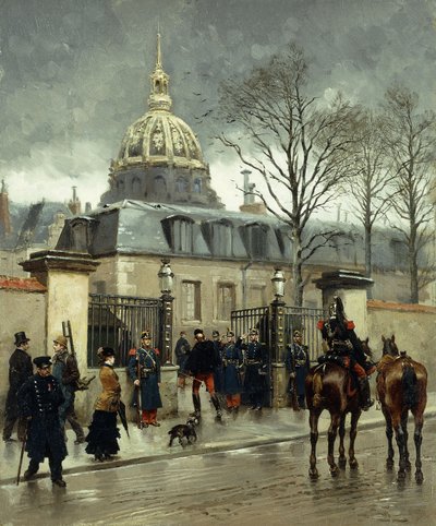 Buiten Les Invalides, Parijs door Jean Baptiste Edouard Detaille