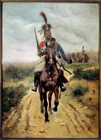 Punt van de voorhoede, 9e Huzaren door Jean Baptiste Edouard Detaille