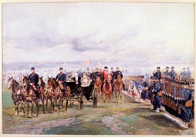 Tsaar Nicolaas inspecteert de troepen met Felix Faure in Chalon-sur-Marne tijdens zijn bezoek aan Frankrijk, 9 oktober door Jean Baptiste Edouard Detaille