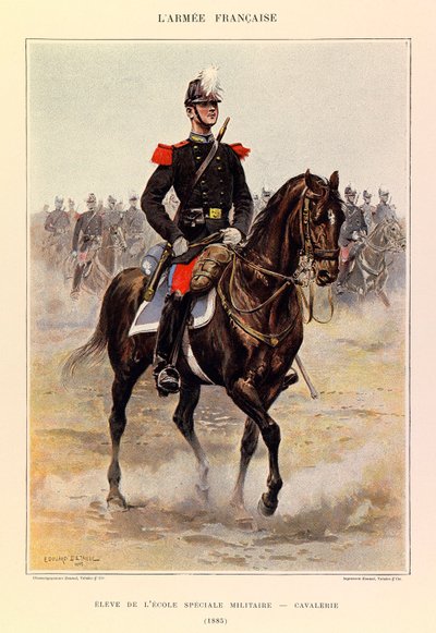 Types en uniformen van het Franse leger van kapitein Jules Richard, geïllustreerd door Edouard Detaille: Leerling van de speciale militaire school: Cavalerie in 1885 door Jean Baptiste Edouard Detaille
