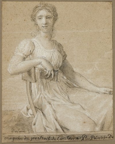 Schets van het portret van Constance Pipelet (recto); Kop van een vrouw (verso) door Jean Baptiste Francois Desoria