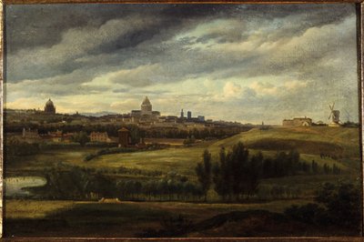 Uitzicht op Parijs, genomen vanaf de hoogten van Gentilly door Jean Baptiste Gabriel Langlace
