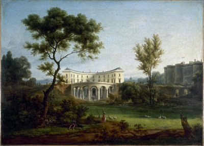Het huis van Beaumarchais en de Bastille, ca. 1788 door Jean Baptiste Genillion