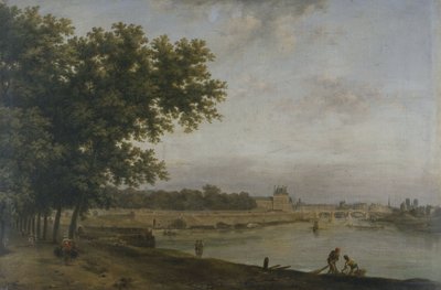 De Tuilerieën en de Pont Royal, gezien vanaf de Cours-la-Reine, in 1783 door Jean Baptiste Genillion