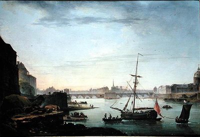 Uitzicht op de Pont Neuf, Parijs, ochtend effect door Jean Baptiste Genillion