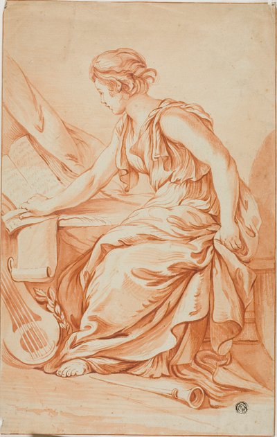 Eulerpe of Clio door Jean Baptiste Greuze