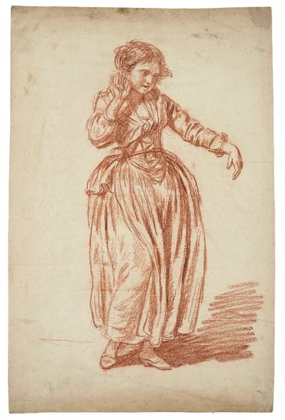 Meisje Staand, Rechterhand op het Oor door Jean Baptiste Greuze