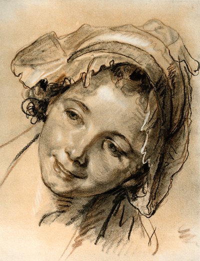 Hoofdstudie van een meisje door Jean Baptiste Greuze