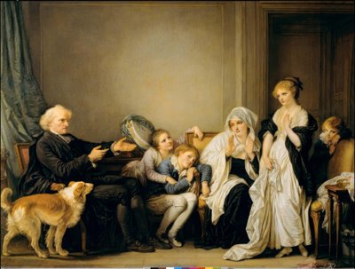 De weduwe en haar pastoor door Jean Baptiste Greuze