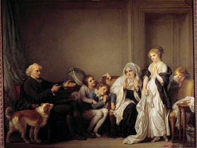 Le cure et la jeune veuve door Jean Baptiste Greuze