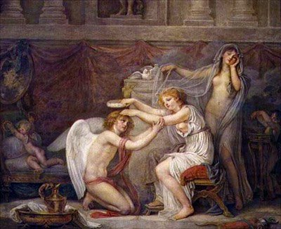 Psyche kroont liefde door Jean Baptiste Greuze