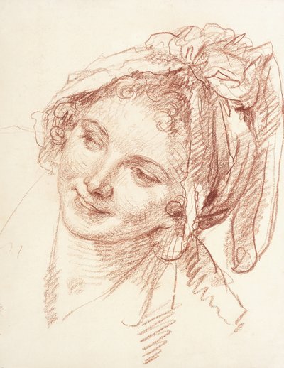 Het hoofd van een jong meisje naar links geneigd door Jean Baptiste Greuze