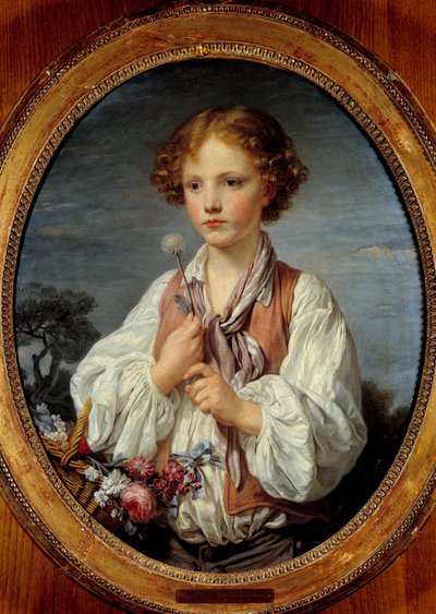 Jonge jongen in de bloemenmand door Jean Baptiste Greuze, 1761 door Jean Baptiste Greuze