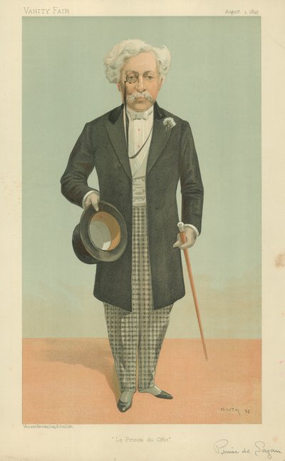 Le Prince de Sagan, Le Prince du Chic, 1 augustus 1895, Vanity Fair cartoon door Jean Baptiste Guth