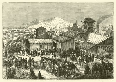 Russische handelspost in Kashgar door Jean Baptiste Henri Durand Brager