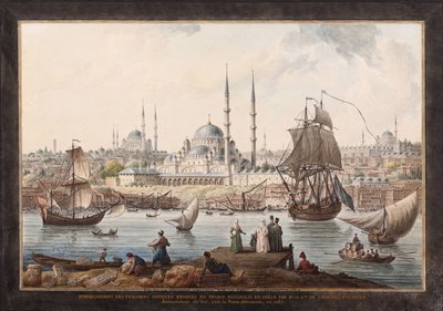 De Yeni Cami en de haven van Istanbul door Jean Baptiste Hilair