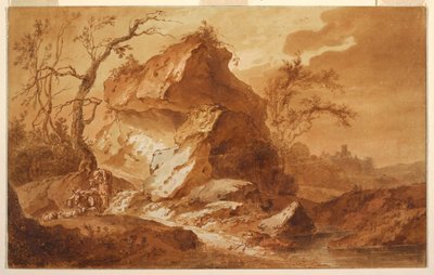 Een Bergachtig Landschap door Jean Baptiste Huet