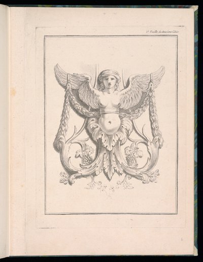 Ontwerp voor een Sfinx, pl. 2, Deuxieme Cahiers des arabesques dessinés par J. B. Huet... [Boek 2, Portefeuilles van Arabesken Ontworpen door J.B. Huet] door Jean Baptiste Huet