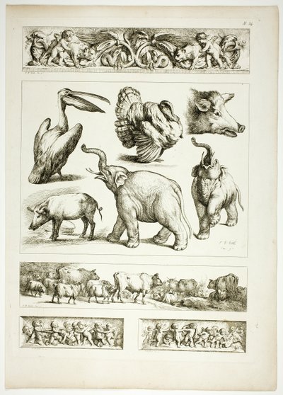Plaat 34 van 38 uit Oeuvres de J. B. Huet door Jean Baptiste Huet
