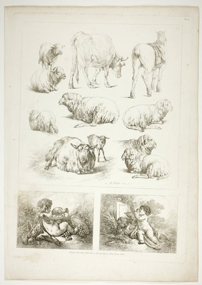 Plaat Acht van 38 uit Oeuvres de J. B. Huet door Jean Baptiste Huet