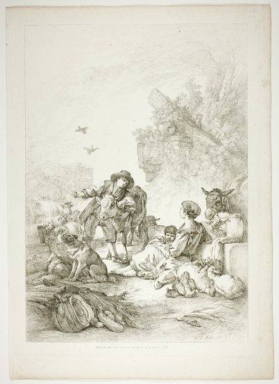 Plaat elf van 38 uit Oeuvres de J. B. Huet door Jean Baptiste Huet