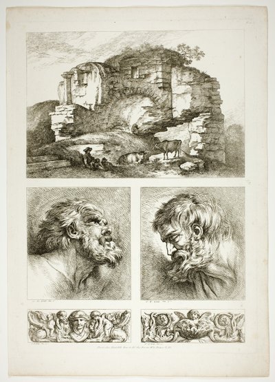 Plaat Tien van 38 uit Oeuvres de J. B. Huet door Jean Baptiste Huet