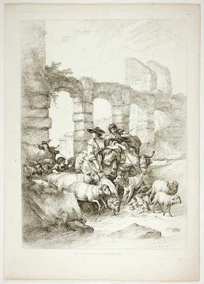Plaat twaalf van 38 uit Oeuvres de J. B. Huet door Jean Baptiste Huet
