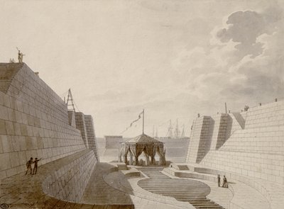 Droogdok in Cherbourg, juli 1813 door Jean Baptiste Isabey