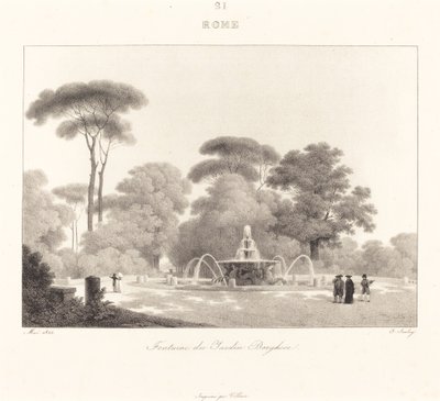 Fontein van de Borghese Tuin door Jean Baptiste Isabey